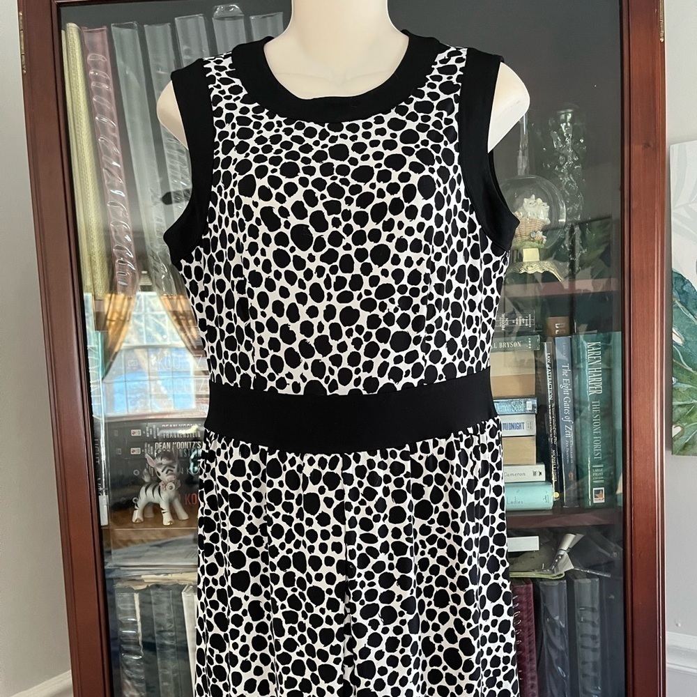 Talbots Sleeveless Dress 8P Black and White Splotches Spotted - Picture 4 of 14